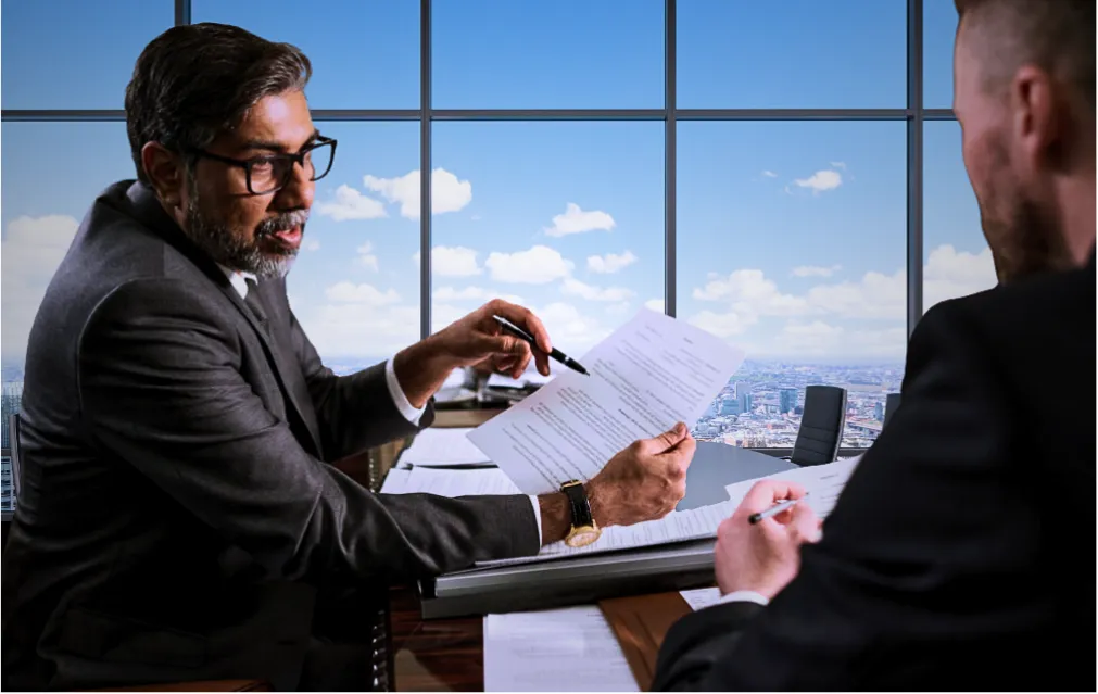 Car accident attorney in Australia explaining compensation claims to a client.